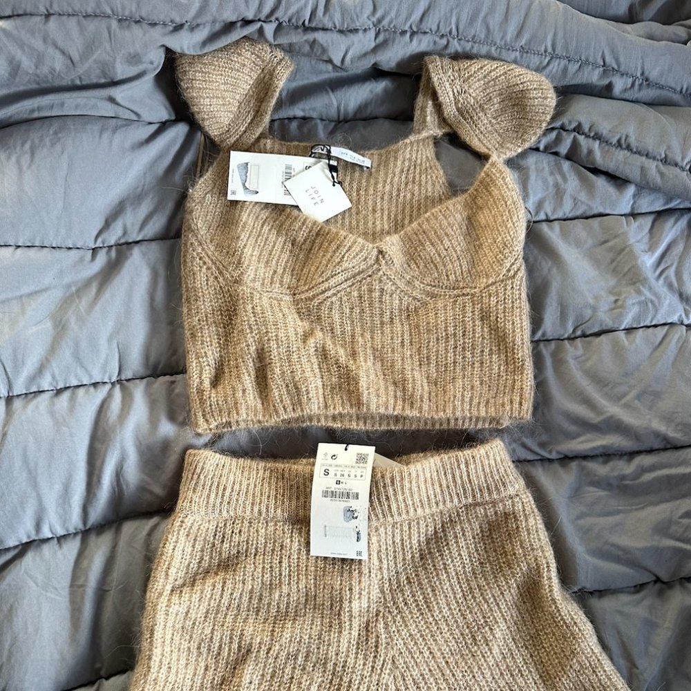 NWT Zara Knit Top and Shorts Set Small